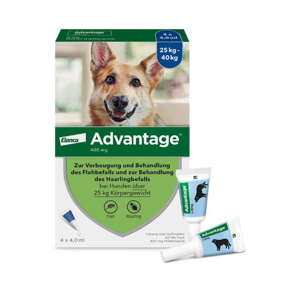 Advantage Spot-On  für Hunde von 25 bis 40 kg Körpergewicht, schneller und effektiver Flohschutz für bis zu 4 Wochen