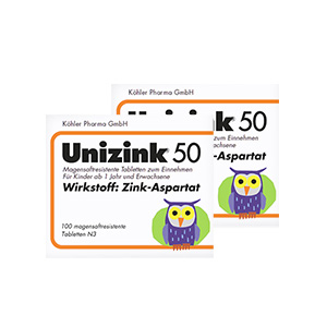 UNIZINK 50 magensaftresistente Tabletten Doppelpackung 
