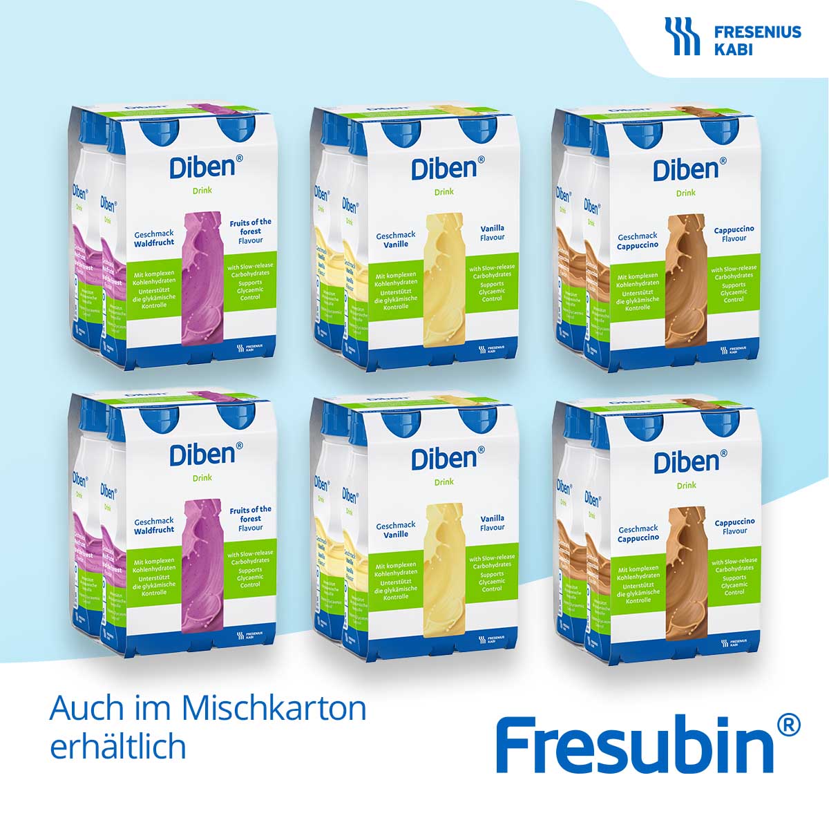 DIBEN DRINK Mischkarton 1.5 kcal/ml Trinkflasche