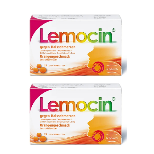 LEMOCIN gegen Halsschmerzen Orangengeschmack Lut. Set 